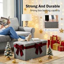 Senmeo 1pc, Rectangular Soft‑Seat Storage Ottoman, Sturdy & Foldable, Hidden Storage Compartment, Easy To Tuck Away, Ideal For Small Apartments And Frequent Movers, Gray. - Gray 110*38*38 - View 5