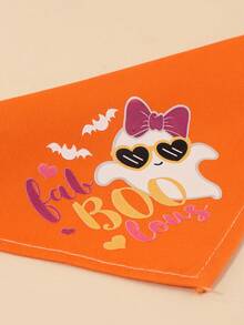 Polyester Material Comfortable Soft Cartoon Print Pet Scarf, Suitable For Cats And Dogs For Indoor Or Outdoor Use - Orange - View 6