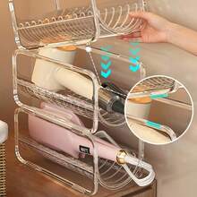 1pc Curling Iron Storage Rack, Hair Dryer Storage Box, Curling Wand Organizer, Item Storage Shelf, Straightening Brush Organizer, Flat Iron Holder, Stackable Design, Countertop Style, Transparent Acrylic, Suitable For Bathroom, Countertop, Vanity, Washbasin, Toilet, Entryway, Practical Shelf - A - View 4