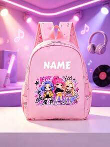 1pc Back To School Personalized Customized Backpack, Casual Cute K-Pop Music Idol Theme Print, Zipper Closure Nylon Material, Adjustable Shoulder Straps, Hand-Carry, Suitable For School, Commute, Shopping, Daily Use. Birthday Gift. - Multicolor - View 7