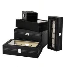 12/10/6/3 Slot Men's Watch Box Black Luxury Watch Storage Box With Drawer Leather Watch Box Watch Storage Box Watch Display Box Watch Box Multi-Slot Watch Jewelry Box Jewelry Bracelet Box Birthday Gift For Friends National Day Gift Halloween Gift Christmas Gift - Multicolor - View 9