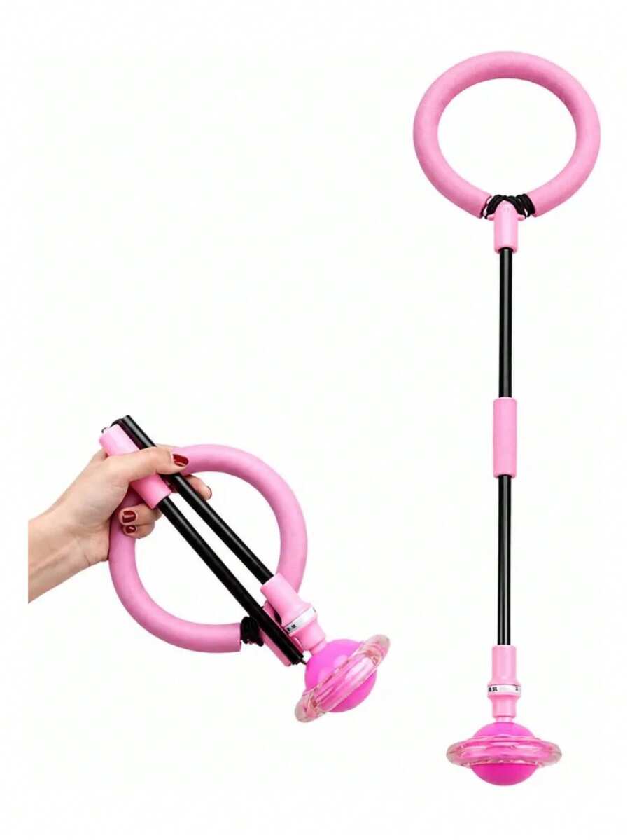 LED Light-Up Ankle Hopper Ball, Foldable Toy - Pink - View 1