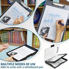 Clipboard With Storage, With 2 Storage Boxes, Heavy Duty Clear Visible Top Panel To Store Clipboard, Side Opening - Black - View 2