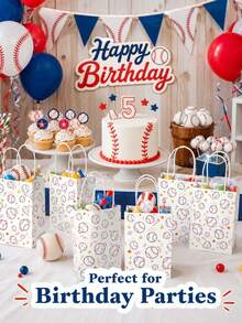 10pcs Baseball Theme Gift Bags, Cute Sports Party Favor Paper Bags With Handles, Suitable For Birthday, Team Celebration, Candy, Snacks And Small Gifts - View 5