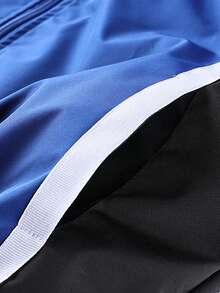Men's Spring/Autumn Fashion Casual Letter Jacket With Color Block Patchwork Design - Blue - View 6