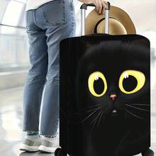 1pc Black Cat Print Luggage Cover, Fits 18-32 Inch Suitcases, Dust-Proof Elastic Travel Accessory, Effectively Protects Luggage - View 3