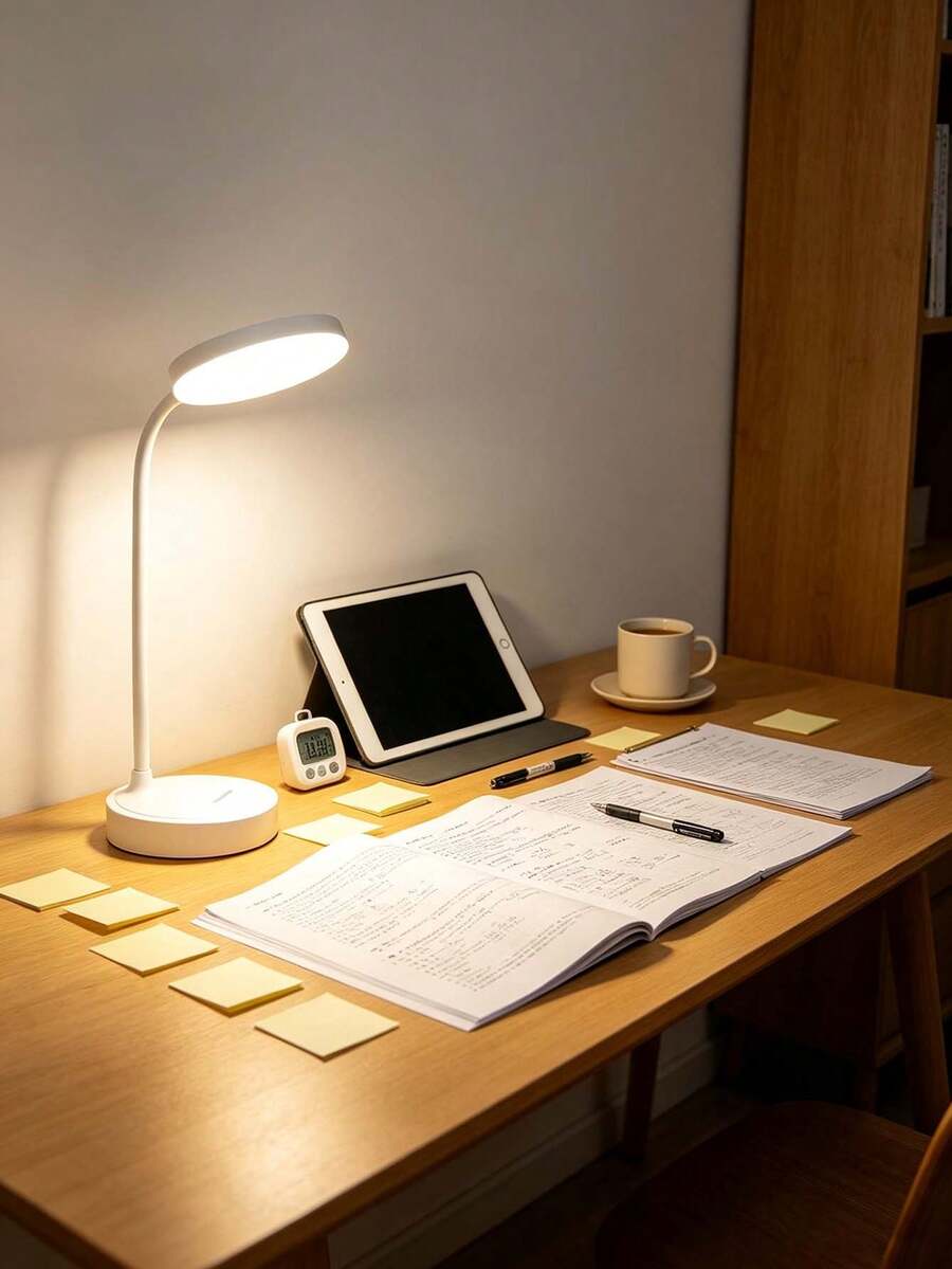 1pc White LED Round Base Desk Lamp, Eye-Protection Reading Light, LED Desk Lamp, Desk Lamp, Rechargeable/Plug-In Optional, 3 Color Temperatures, Suitable For Dorm, Bedroom, Home, Christmas, Easter, Night Light, Lampshade, Book Light, Bedroom Lighting, Desk Lamp, Reading Light, Reading, Office Supplies, Bedroom, Light, Rechargeable Battery Capacity: 800mAh