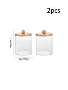 4pcs/Set 10oz Covered Dental Floss & Cotton Swab Storage Box, Transparent Bathroom Organizer For Cotton Swabs, Bath Salts, Also Suitable As Vanity Organizer - Multicolor - View 14