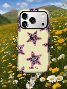 GIIPPA 1套黃色底豹紋星星設計手機殼+墊片，適用於Phone 17 Pro Max，相容Phone 16 Pro Max、15 Pro Max、14 Pro Max，韓系高端時尚趣味手機殼，相容11/12/13/14/15/16 Pro Max Plus，優雅設計男女皆宜，聖誕節、情人節、復活節、婚禮季與生日送女友的完美禮物 - 黃色 - 查看 8