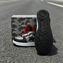 A BATHING APE 1 Pair Unisex BAPE STA Co-Branded Lightning Star Low-Top Casual Streetwear Sports Sneakers - Black and Red Collaboration - View 2