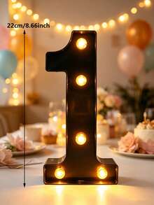 22cm 家居裝飾 LED 發光字母燈，婚禮求婚生日派對裝飾字母數字燈，女孩房裝飾燈，室內裝飾 - 黑色 - 查看 12