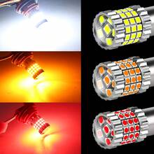 TOAUTO 2PCS PY21W P21 5W 1156 Ba15s 1157 Bay15d P21 5W Bau15s 3 PY21W 48 SMD LED Light For Car Flash Brake Bulbs Lights Reverse Parking Lamp - A - View 7