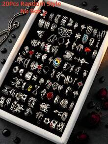 10/20pcs/Set Vintage Punk Gothic Style Unisex Rings, Big Eye Heart Shape Design, Holiday Party Gift, Daily Wear Jewelry For Friends - Vintage Open Punk Style Toe Ring - View 9