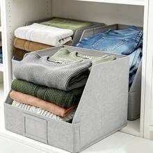 Open Storage Box Large Capacity Foldable Wardrobe Home Clothing & Miscellaneous Items Sorting Desktop Organizer Box, Foldable Trapezoid Fabric Storage Box, Linen Slanted Opening Desktop File Basket, Wardrobe Clothes Books & Miscellaneous Items Organizer Box - Multicolor - View 7