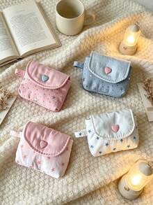 1pc Squishy Sequined Five Pointed Star Earphone Cases, INS Minimalist Glitter Decor Hard Shell Protective Covers, Soft Lined Wireless Bluetooth Earbud Storage Box All Season Portable Accessory For Women Daily Travel Indoor Outdoor Use - Multicolor - View 5