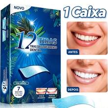 Tiras Clareadoras de Dentes 12D, Clareamento Dental Sem Sensibilidade, Remove Manchas de Café e Chá, Fita Adesiva Ultrafina Portátil, Branqueamento Dentário para Uso Doméstico Adulto - Tiras clareadoras de dentes 12D - Visão 12