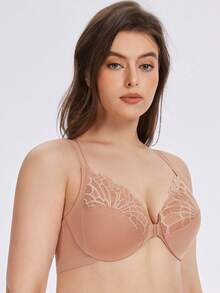 MELENECA Women's Racerback Front Closure Full Coverage Unlined Plus Size Underwire Bra - Maroon - View 6