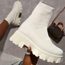 Hot  Soft Comfortable Non-Slip Outdoor Boots Shoes Women'S Fashion Versatile Boots, Casual Solid Color Boots, - Red - View 2