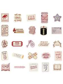 50PCS,Bookish Mobile Phone Stickers,PVC Material,Creative And Aesthetic Design Sticker,Suitable For Mobile Phone Cases, Tablets, Laptops, Suitcases, Cars, Notebooks, Helmet, Guitar, Skateboard, Storage Box, Handwritten Diaries, - Bookish Series - View 2
