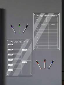 Magnetic Transparent Acrylic Refrigerator Erasable Memo Board, Home Weekly Planner To-Do Schedule Board With Multi-Color Erasable Pens, Reusable Without Stains, For Household Chores, Shopping, Fitness, Scheduling, Meal Prep, Kitchen Memo And Message Board - Multicolor - View 5