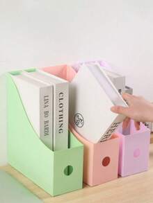 3 piezas Estante de escritorio para estudiantes Suministros de oficina Estantería de plástico Caja de almacenamiento de archivos Temporada de aprendizaje (Estilo aleatorio) - A - Ver 5