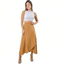 Women's Wrap Skirt With Viscolinen Lining - 駝色 - 查看 2