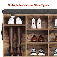 Techigher Shoe Storage Bench With Cushion, Shoe Rack Organiser, Hallway Storage Bench With Padded Seat & Adjustable Shelves, Compact Shoe Cabinet For Entryway, Bedroom, Living Room - Retro Color 104*30.5*53 - View 5