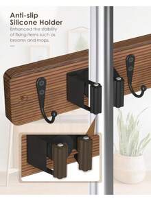 Broom Holder Wall Mount, 4 Holders 4 Hooks Mop And Broom Organizer Mop Holder Wall Mount And Broom Hanger For Garage, Laundry Room, Kitchen And Utility Storage - Brown - View 5
