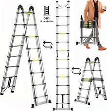Escalera Telescópica Plegable, Escalera de Tijera Altura Ajustable con Escalones, Aluminio Reforzado y Duradero, Soporta hasta 150KG, Modelo Retráctil de Mayor Estabilidad (5 Metros) - 5 metros - Ver 2