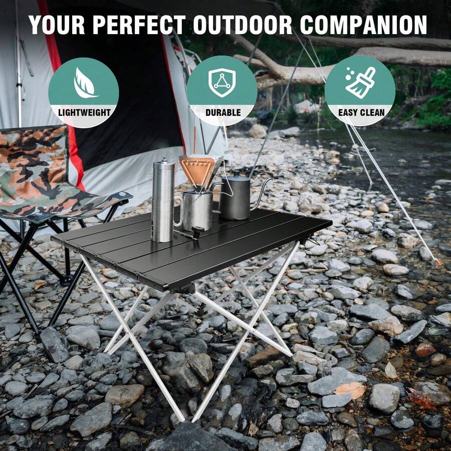 Lucn Folding Camping Table, Multifunctional Portable Roll-Up Picnic Table, Lightweight Aluminum Outdoor Side Coffee Table, Compact Foldable Mini Table, Suitable For Beach, Hiking, Fishing, Travel, Vacation, Backyard Party, Outdoor Picnic - Multicolor - View 1