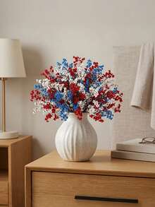 9pcs/Set Tricolor Baby's Breath Artificial Flower Bouquet,Patriotic Red White Blue Baby's Breath Floral Arrangement,Fake Flowers For Independence Day,Memorial Day, Dining Table Centerpiece,DIY Floral Decor,Home Decor, Indoor/Outdoor,Party,Wedding - Red, White and Blue - View 10