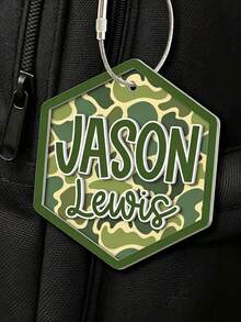 Personalized Camouflage Daycare Bag Tag, Customized Acrylic Name Tag, Suitable For Boys, Backpack Name Tag, Diaper Bag Tag, Back To School Gift For Kids - Multicolor - View 3