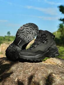CAMEL CROWN Men's High-Top Outdoor Work Boots, Winter Hiking, Thick Sole, Non-Slip, Camouflage Combat Style - Black - View 5