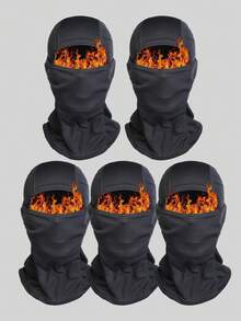 1-5pcs Fleece Lined Warm Headwear, Windproof Cold-Resistant Full Face Winter Ski Mask, Warm Neck Guard Headwear, Suitable For Snowboarding, Skiing, Motorcycle Riding In Cold Weather - Multicolor - View 12