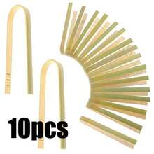 1-100pcs Bamboo Food Tongs, Bamboo Cooking Tongs, Exquisite Bamboo Serving Tongs, Toast Tongs, Cold Plate Accessories, Can Grip Cheese, Toast, Bread, Sushi, Pickles, Tea, Suitable For Parties, Catering, Baking, Buffet And Home - Beige - View 13