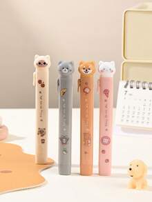 1pc/2/4pcs Kawaii Cat Paw Retractable Pen Eraser, Sliding Push Type Pencil Eraser, For Student Sketch&Revision, Back-To-School Season, School Homework - Multicolor - View 2
