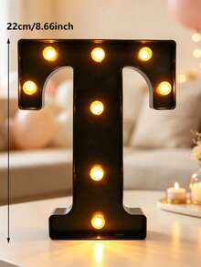 22cm 家居裝飾 LED 發光字母燈，婚禮求婚生日派對裝飾字母數字燈，女孩房裝飾燈，室內裝飾 - 黑色 - 查看 39