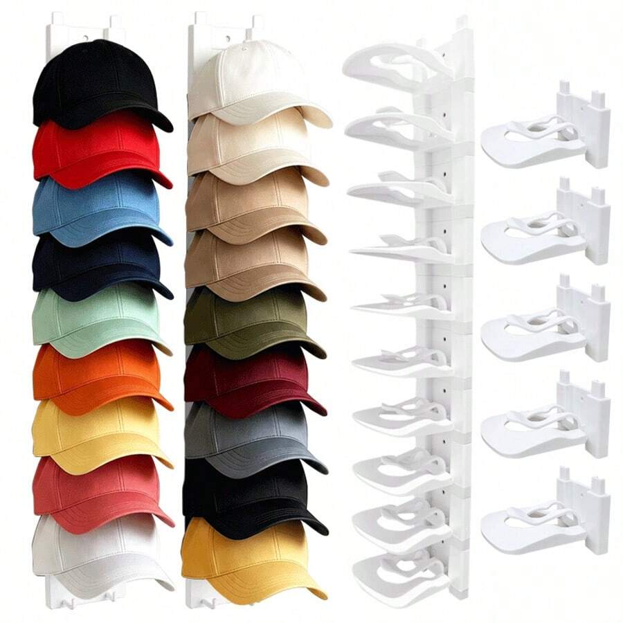 2/4/8pcs Wall-Mounted Hat Rack Storage Organizer - Strong Adhesive Expandable Hat Holder, Portable Plastic Display Stand, Perfect For Closet Doors Bedrooms Entryway, Modern Hat Hook Storage Solution