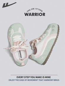 Warrior Women's Board ShoesSpring And SummerComfortable Modest Style Casual Yet Sleek Sneakers Applicable Throughout The Year Wear-Resisting All-Day Wear Training Sneakers Running Shoes - Green/Beige/Pink - View 4