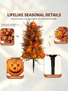 1pc Artificial Plant, Autumn Artificial Plant, Thanksgiving Decor, Suitable For Home Decor, Autumn Decor, Room Decor, Bathroom Decor, Wall Decor, Halloween Decor, Wedding, Bedroom Decor, Office Decor - Pumpkin Garden Stake - View 8