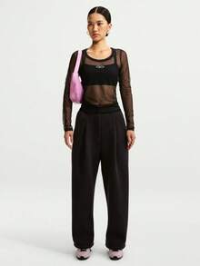 Nike Women's AS W NK STREET Sheer Long Sleeve Knit Collarless T-Shirt TIM8406-010 - Black - View 6