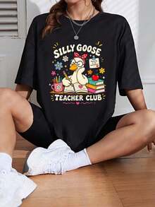 Silly Goose Teacher Club Shirt, Funny Teacher Club T-Shirt, Cute Back To School Tee, Teacher Appreciation Gift, Funny Gift For Teacher.Jpg - 軍綠色 - 查看 1