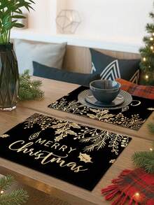 1/2/4/5/6/8pcs Digital Printed Placemats, Christmas Pattern Printed Placemats Table Decor, Suitable For Daily, Holiday, Party, Birthday, Wedding, Dinner, Kitchen, Dining Room And Home Textile Decoration - Multicolor - View 8