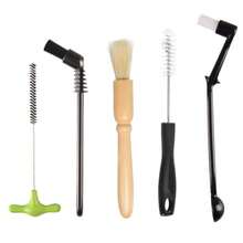 Espresso Machine Cleaning Brush Set - 5 Pieces Coffee Cleaning Brush Natural Bristles Wooden Brush For Coffee Grinder And Nylon Brush For Espresso Machine Cleaning - Black - View 3