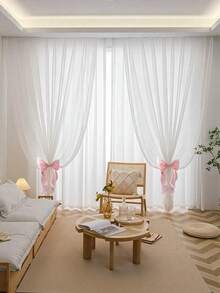 2pcs Organza Bow Curtain Tiebacks, Elegant Wavy Ribbon Curtain Holdbacks, Bedroom Wedding Aesthetic Room Decor Window Accessories - 2pcs - View 6