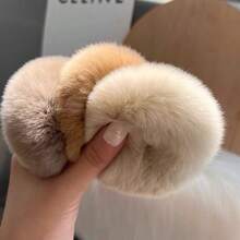 Korean Minimalist Genuine Rabbit Fur Scrunchie Cute Ponytail Hair Tie Internet Celebrity French Vintage Hair Accessory Autumn/Winter - Multicolor - View 2