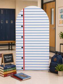 Sfondo ad arco per computer portatile 180cm*80cm, decorazione per il ritorno a scuola, copertura elastica per supporto ad arco, sfondo per il primo giorno di asilo, decorazione per foto di studenti e festa in classe, decorazione per festa di ritorno a scuola in aula prescolare - Arco a righe blu per il ritorno a scuola - Visualizzare 5