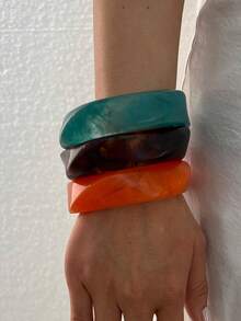 3/1 Stück modisches lässiges Armband-Set aus Harz und Acryl, geeignet für den täglichen Gebrauch von Frauen - Verschiedenfarbig - Übersicht 2