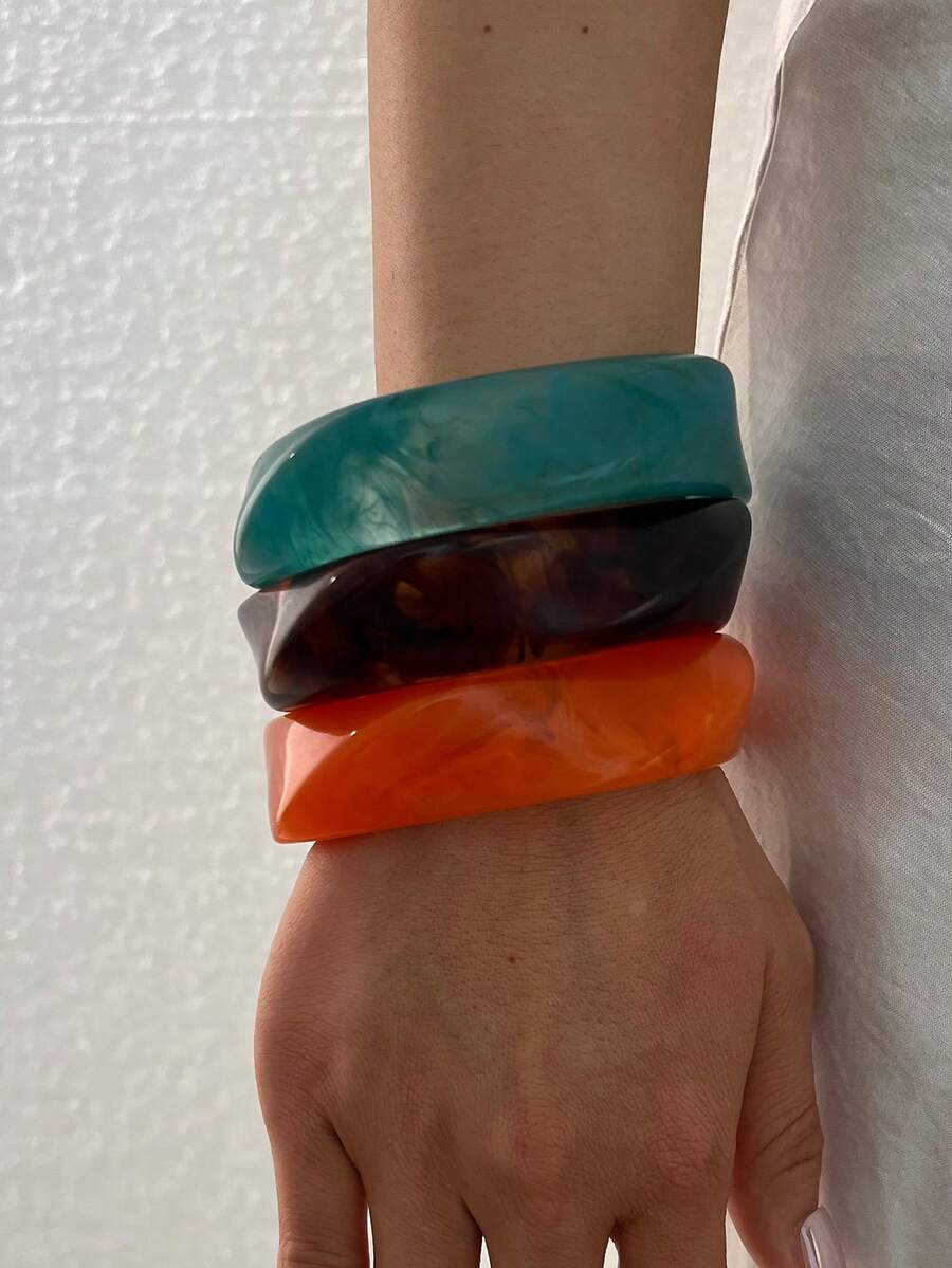 3/1 Stück modisches lässiges Armband-Set aus Harz und Acryl, geeignet für den täglichen Gebrauch von Frauen