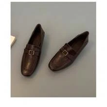 Leder-Loafer für Damen mit Karree-Spitze – Neuer Pendler-Look für Frühling/Herbst mit Blockabsatz; vielseitige Lederschuhe im britischen Stil mit französischem Flair - Braun - Übersicht 4